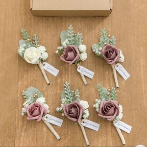 Lings Moment Dusty Rose & Cream Boutonnières (2 boxes- 12 boutonnières)